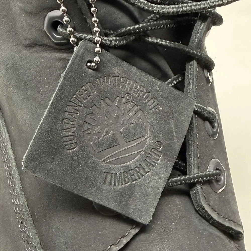 Timberland Premium 6 Inch Waterproof Work Boots Mens 10.5 Black Nubuck Leather
